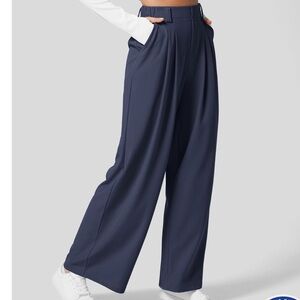 Halara Plicated Wide Leg Waffle Work Pants NWT - Size Petite Medium